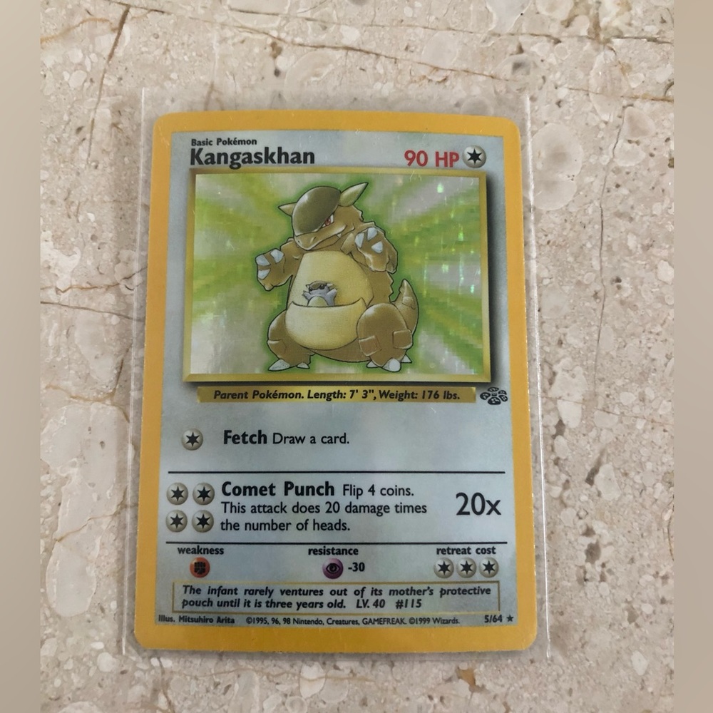 1990’s vintage holo Kangaskhan Pokémon card 5/64